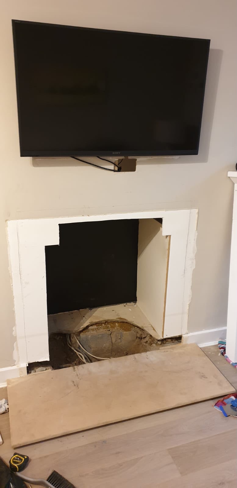 Fireplace before restoration